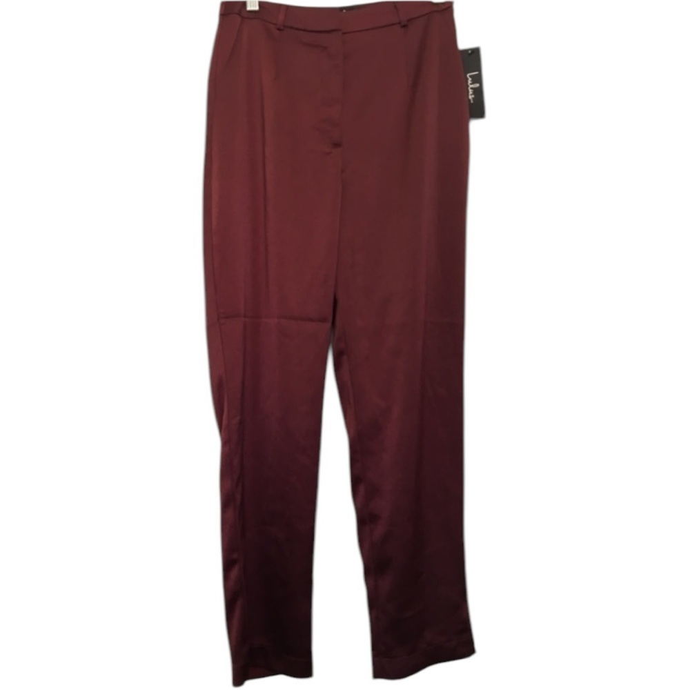 7.Lulus Burgundy Satin My Story Trouser Pants S - Picture 10 of 11